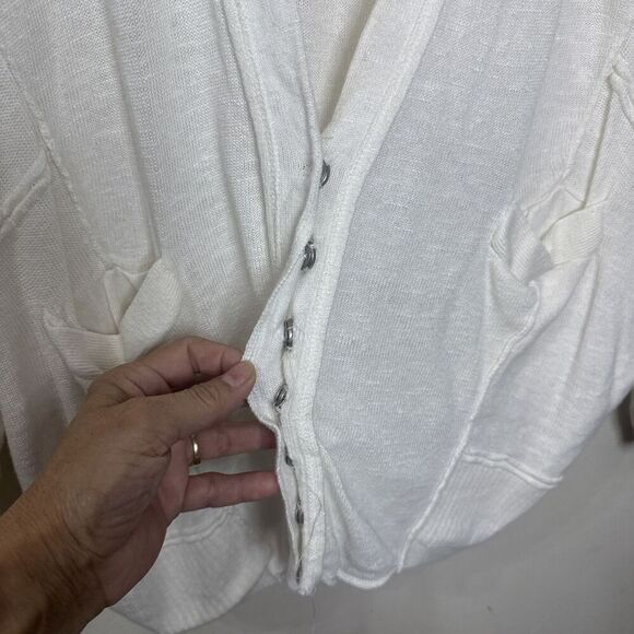 (R4) Free People Days Like This Cardigan Oversized Linen Blend White XS - Picture 4 of 13